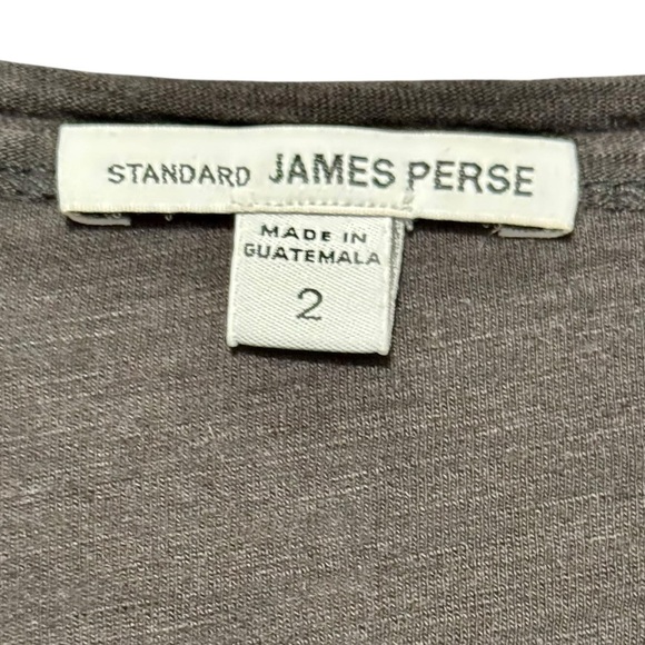 JAMES PERSE Standard Dark charcoal Gray Henley Long Sleeve Slub Jersey Shirt - Picture 7 of 9